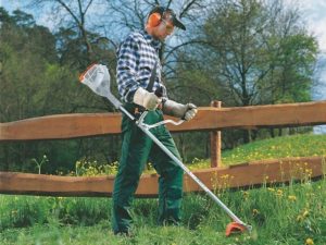 Professionnel tronçonnant une bûche