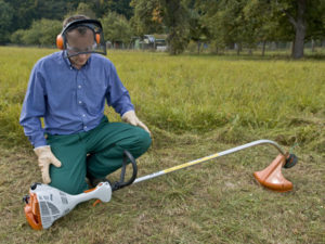 Inspection d'un coupe-bordures d'occasion